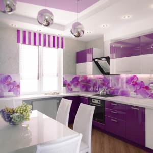 Глянцевая фиолетовая с цветами