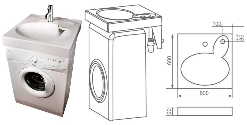 Накладная раковина для установки над стиральной машиной