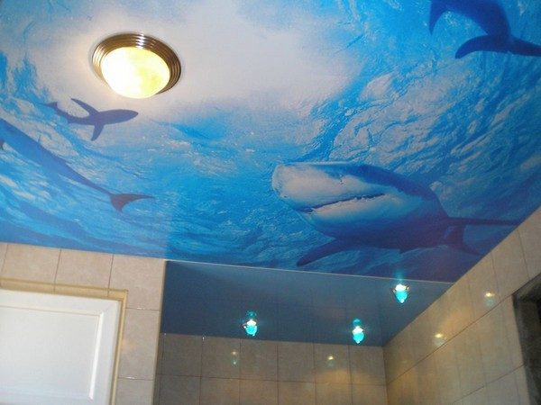 ванная комната натяжные потолки фото