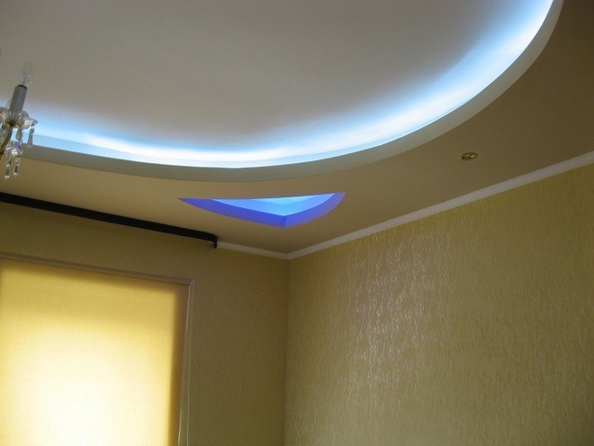 Варианты установки двухуровневых потолков из ГКЛ с подсветкой