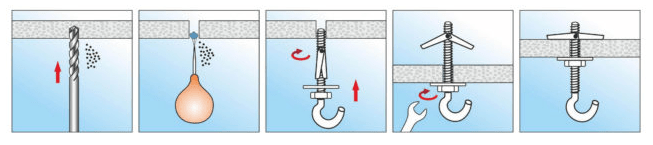 Как повесить люстру на натяжной потолок - пружинный крюк 