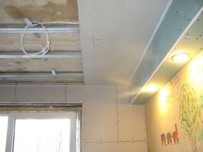пластиковый потолок на кухне - установка каркаса